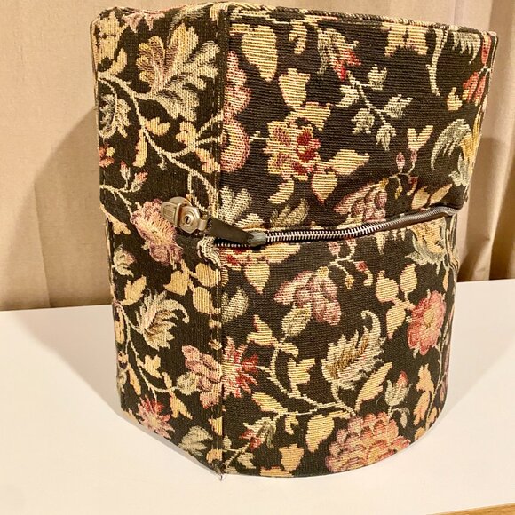 Vintage Floral‎ Tapestry Zippered Hat or Wig Box 13"x13" Travel Case with Lock - Picture 10 of 15